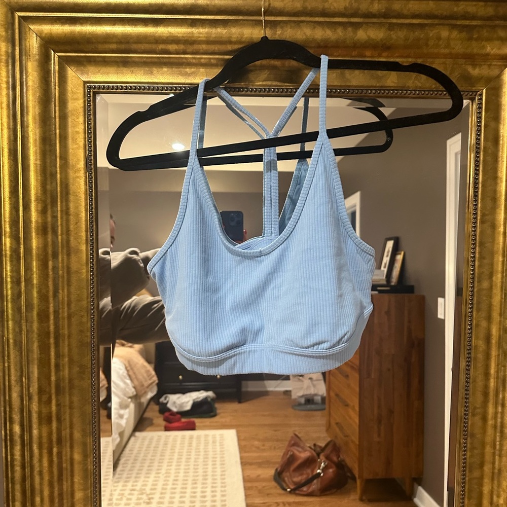 ALO Yoga Ribbed Blissful Bra - Size Large in Pool Blue - Matching Leggings!
